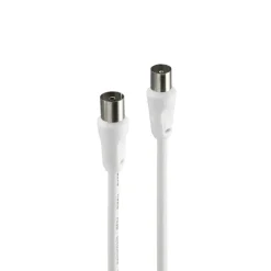 Antennen-Kabel, Koax-Stecker - Koax-Kupplung, 1,5 m, 75 dB, Weiß