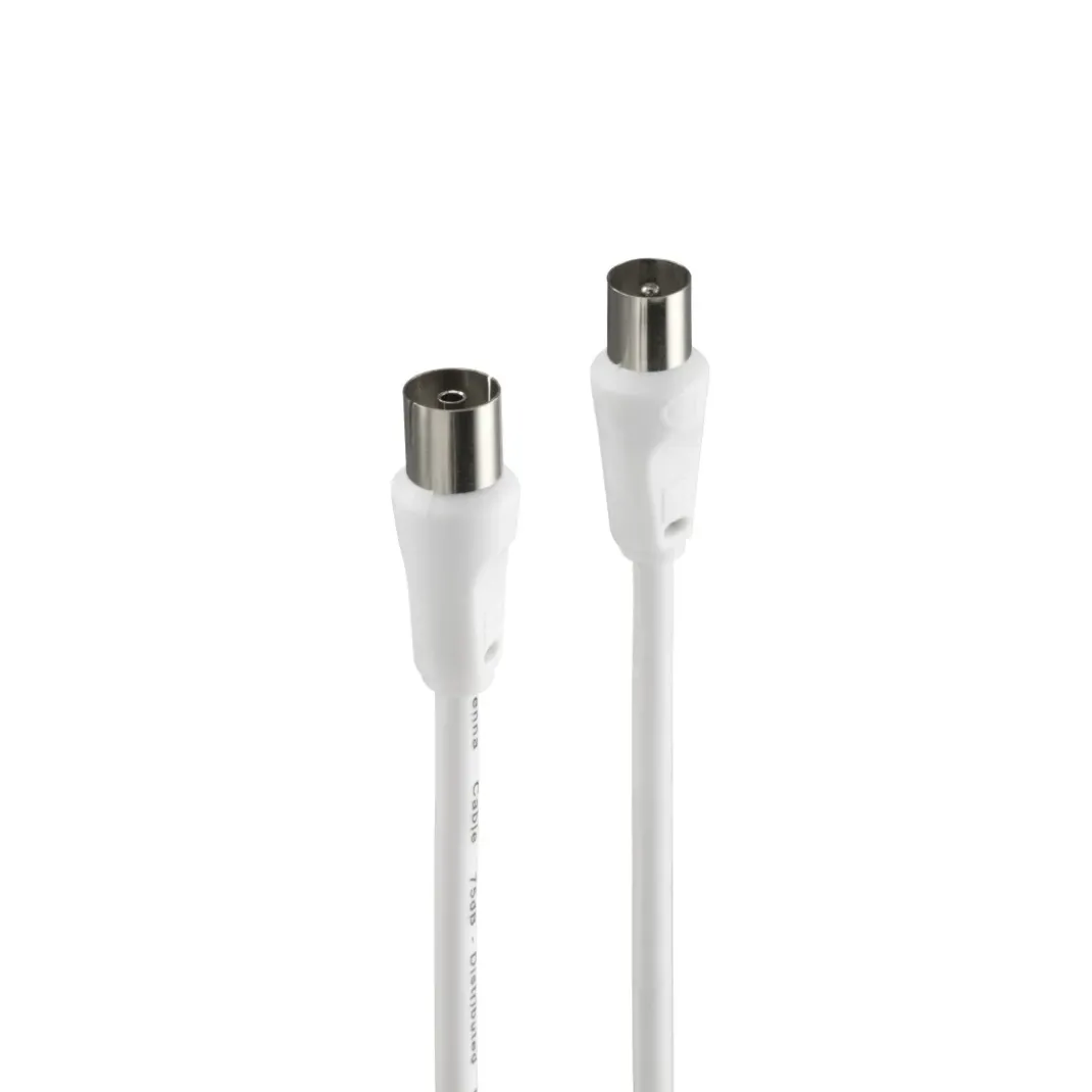 Antennen-Kabel, Koax-Stecker - Koax-Kupplung, 1,5 m, 75 dB, Weiß