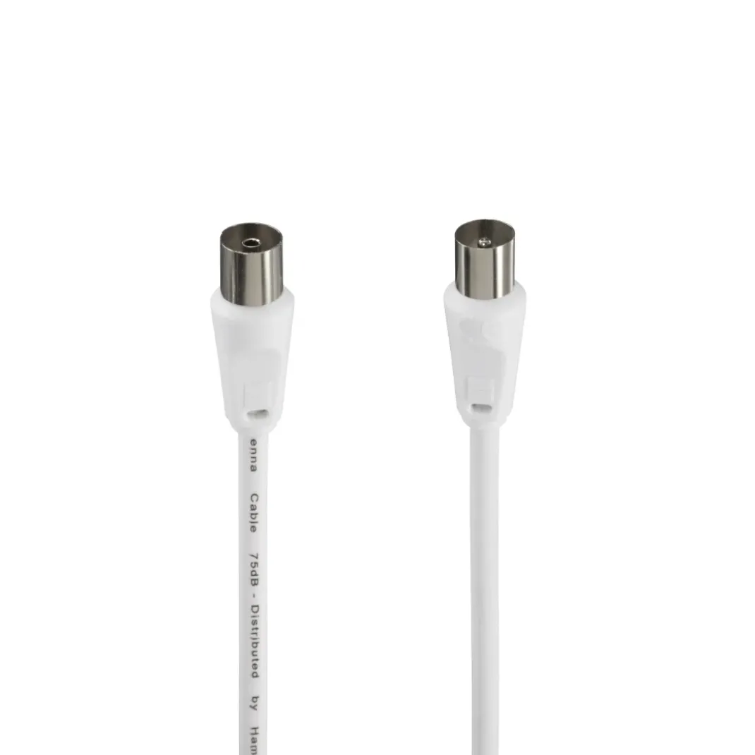 Antennen-Kabel, Koax-Stecker - Koax-Kupplung, 1,5 m, 75 dB, Weiß
