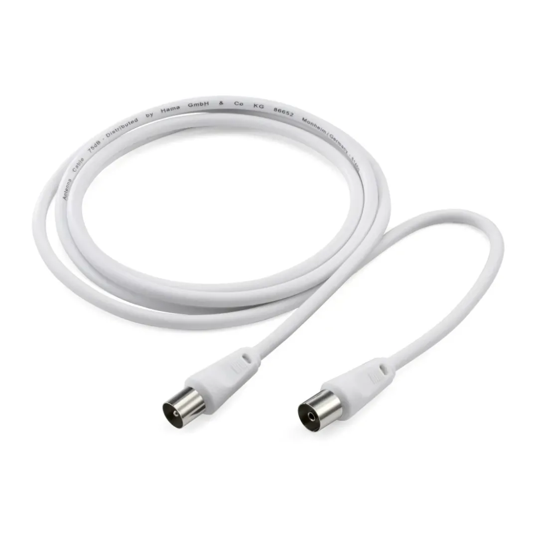 Antennen-Kabel, Koax-Stecker - Koax-Kupplung, 1,5 m, 75 dB, Weiß