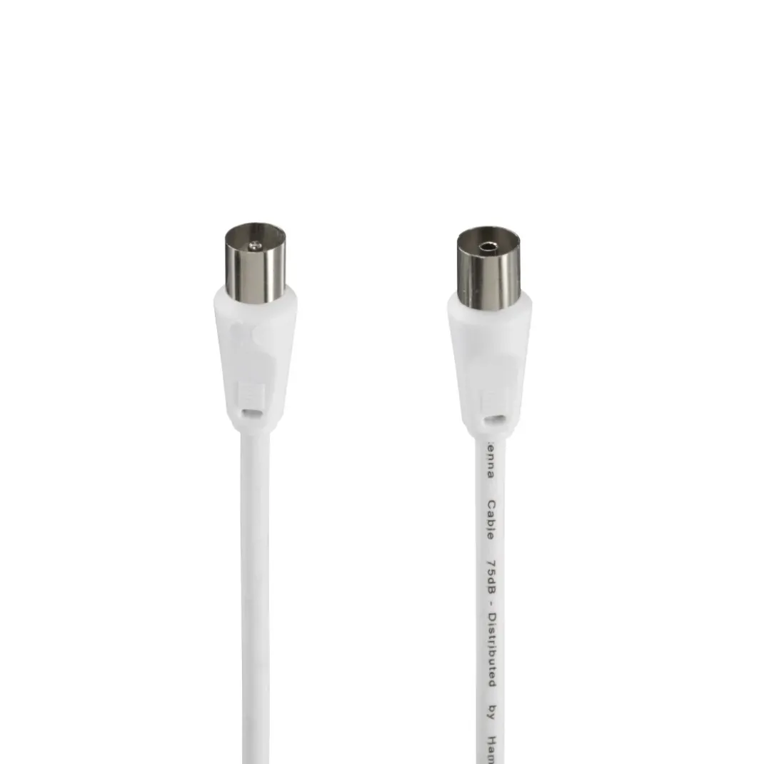 Antennen-Kabel, Koax-Stecker - Koax-Kupplung, 5 m, 75 dB, Weiß