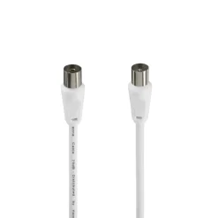Antennen-Kabel, Koax-Stecker - Koax-Kupplung, 3 m, 75 dB, Weiß