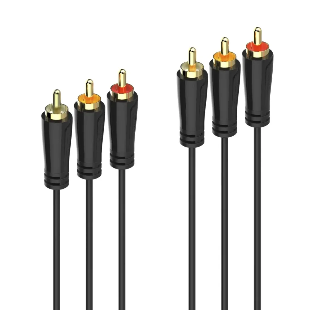 Audio-/Video-Kabel, 3 Cinch-Stecker - 3 Cinch-Stecker, vergoldet, 1,5 m