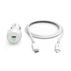 Auto-Schnellladegerät mit Ladekabel Lightning, PD, 20 W, 1 m, Weiß