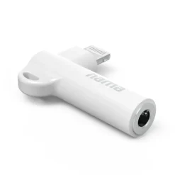 Aux-Adapter Lightning – 3,5-mm-Klinke-Buchse, 90° Winkelstecker, Weiß