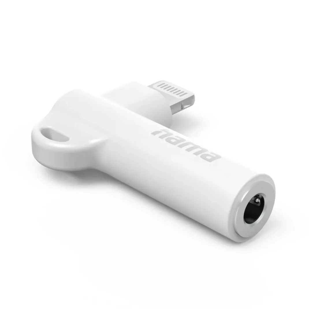 Aux-Adapter Lightning – 3,5-mm-Klinke-Buchse, 90° Winkelstecker, Weiß