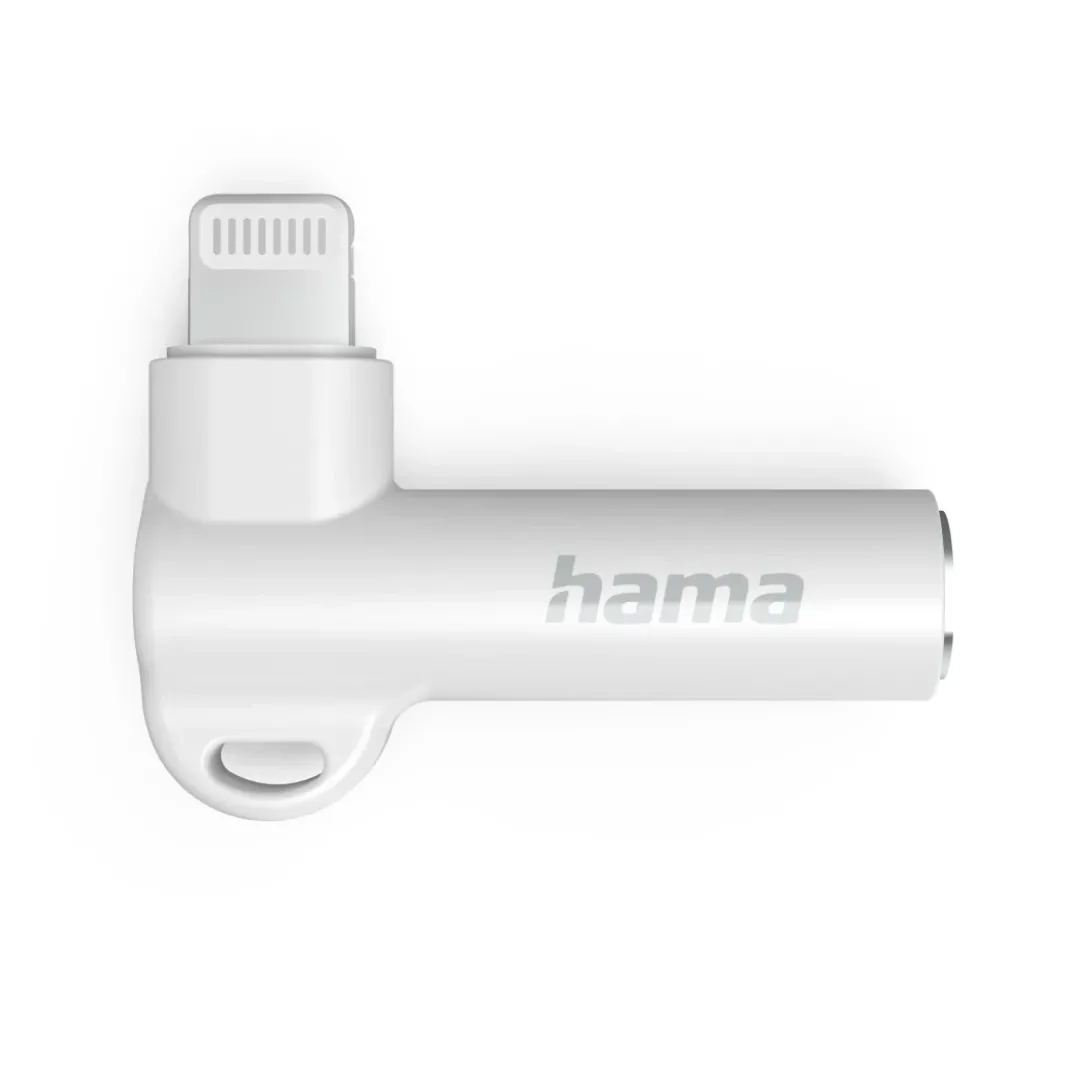 Aux-Adapter Lightning – 3,5-mm-Klinke-Buchse, 90° Winkelstecker, Weiß
