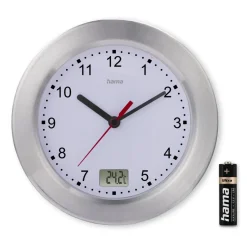 Badezimmeruhr "Mauritius", Wanduhr mit Thermometer, ohne Ticken, Ø 17 cm,