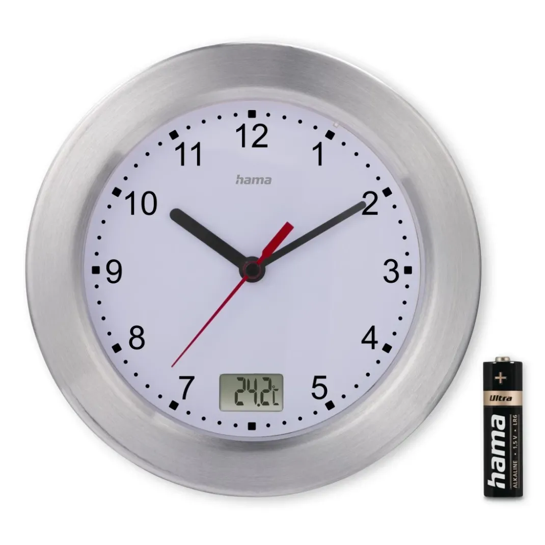 Badezimmeruhr "Mauritius", Wanduhr mit Thermometer, ohne Ticken, Ø 17 cm,