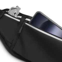 Bauchtasche für Handys, Laufgürtel zum Joggen, reflektierend, Schwarz