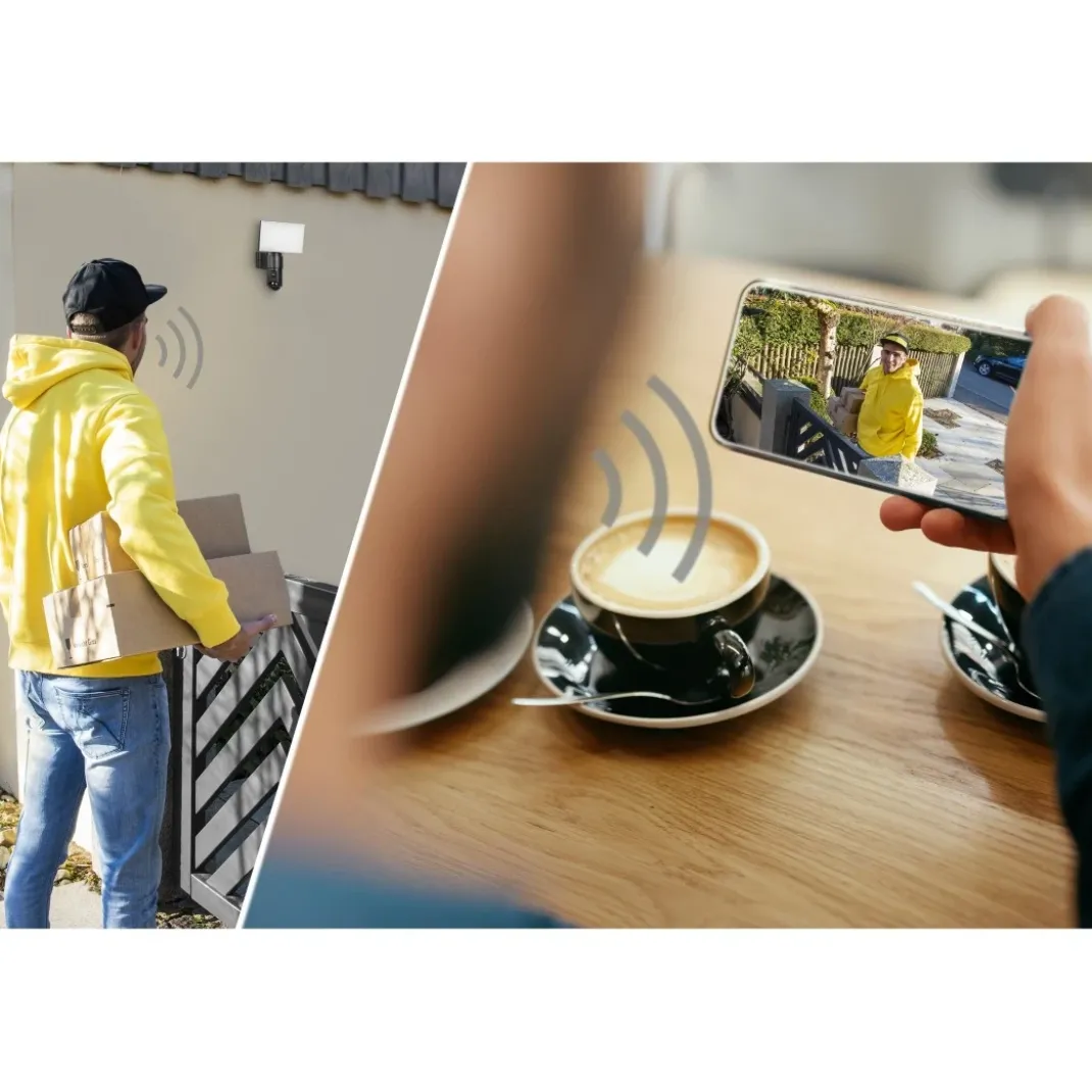 Überwachungskamera mit Licht und Bewegungsmelder, WLAN, für außen, 1080p