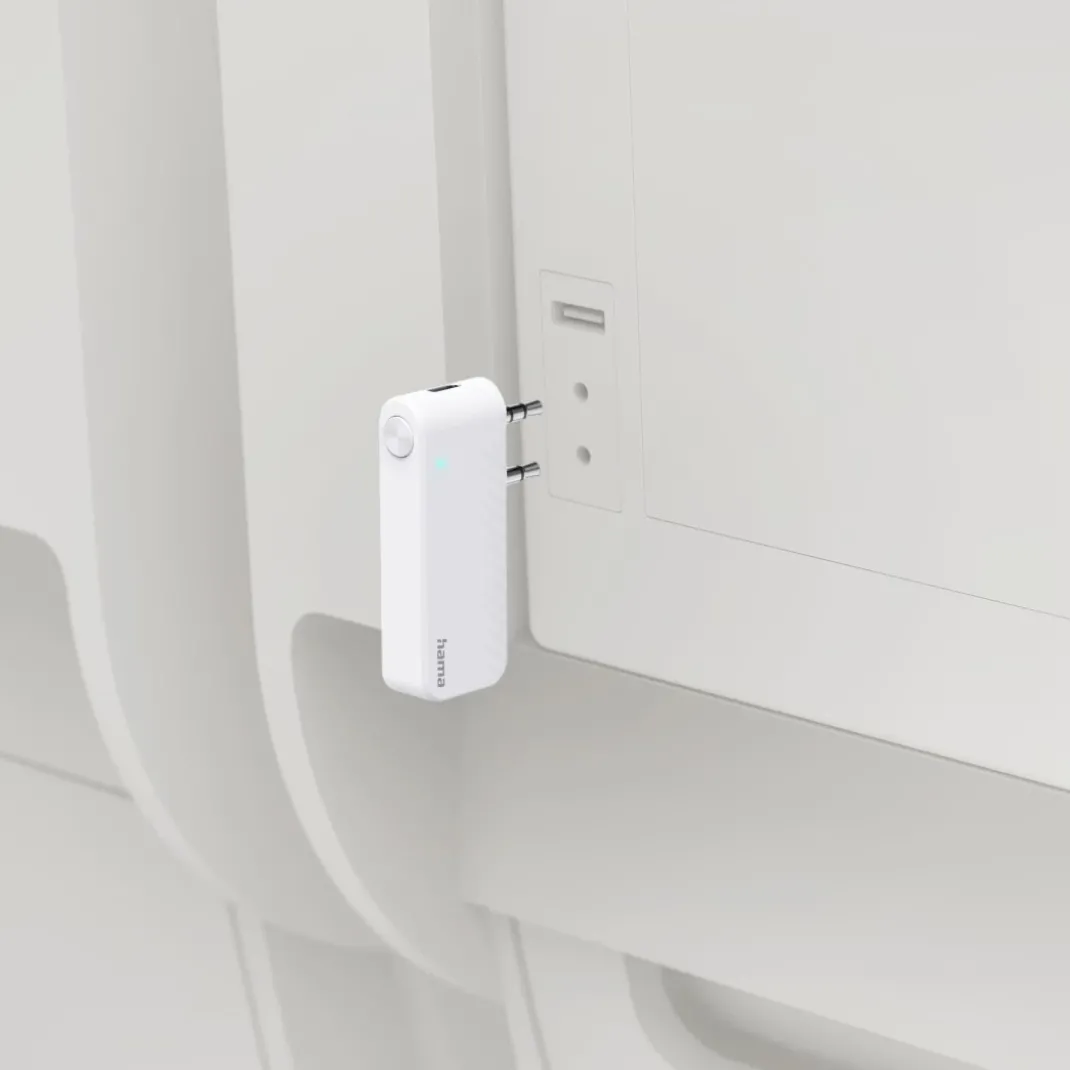 Bluetooth®-Audio-Transmitter für Flugzeuge und universal, 10h, m. AUX, Weiß