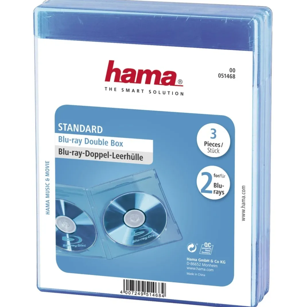Blu-ray-Doppel-Leerhülle Standard, 3er-Pack, Blau