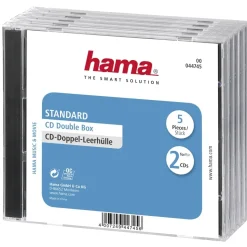 CD-Doppel-Leerhülle Standard, 5er-Pack, Transparent/Schwarz
