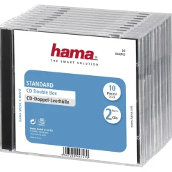 CD-Doppel-Leerhülle Standard, 10er-Pack, Transparent/Schwarz