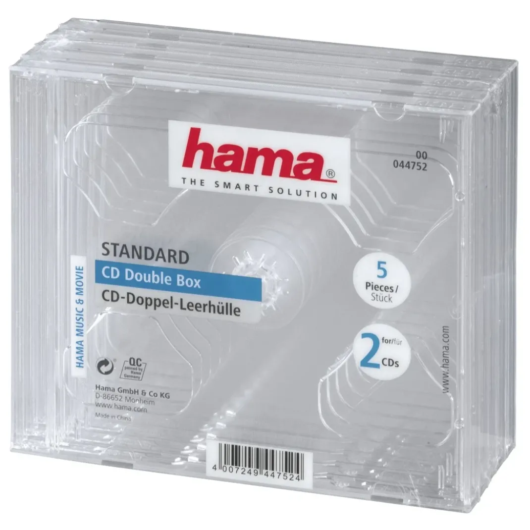 CD-Doppel-Leerhülle Standard, 5er-Pack, Transparent