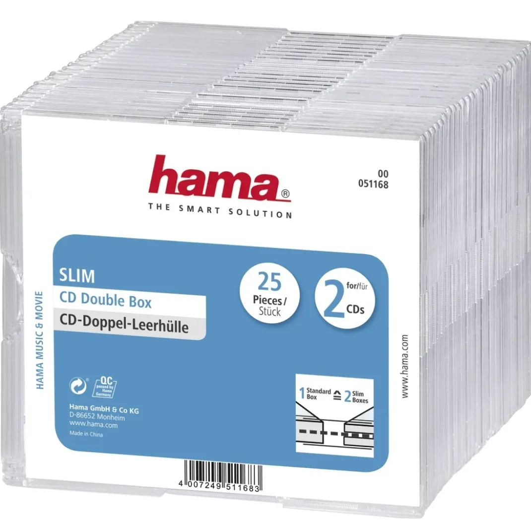 CD-Leerhülle Slim Double, 25er-Pack, Transparent