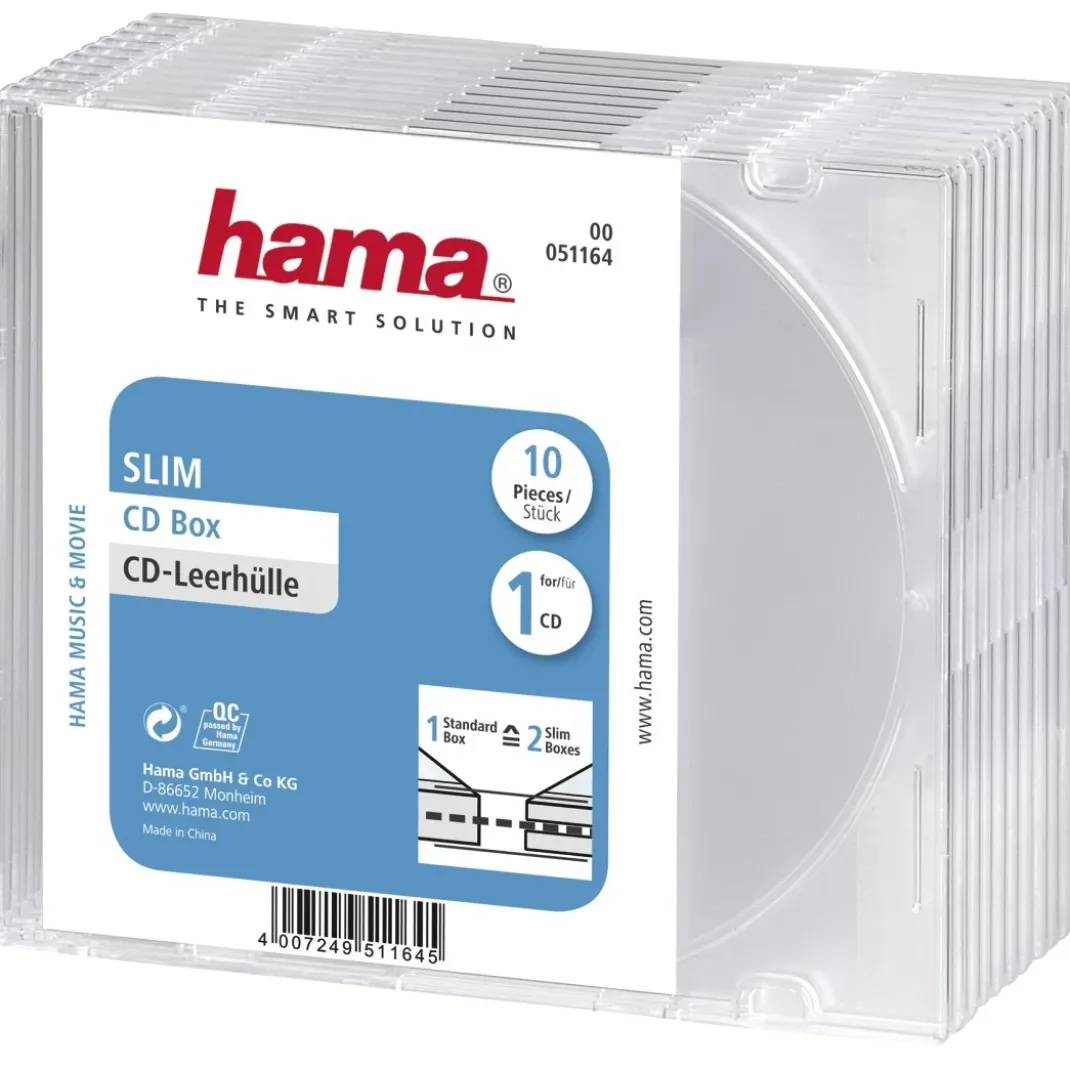 CD-Leerhülle Slim, 10er-Pack, Transparent