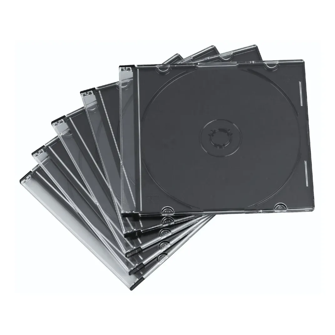 CD-Leerhülle Slim, 50er-Pack, Transparent/Schwarz