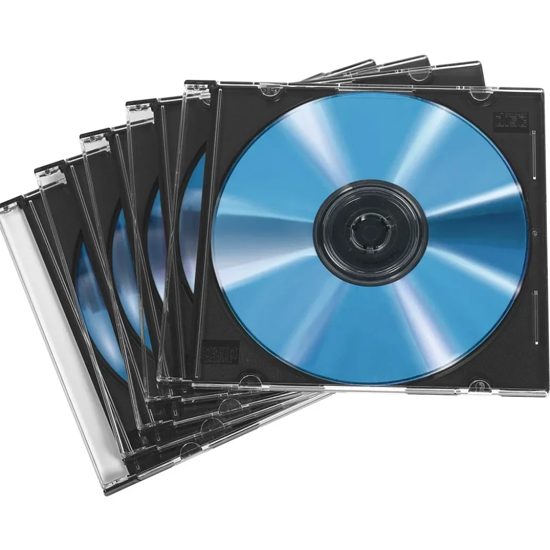 CD-Leerhülle Slim, 50er-Pack, Transparent/Schwarz