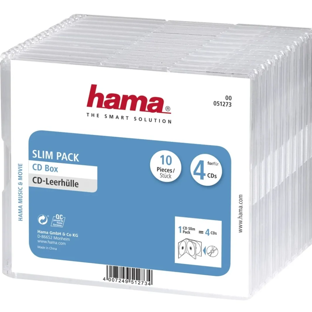 CD-Leerhülle Slim Pack 4, 10er-Pack, Transparent