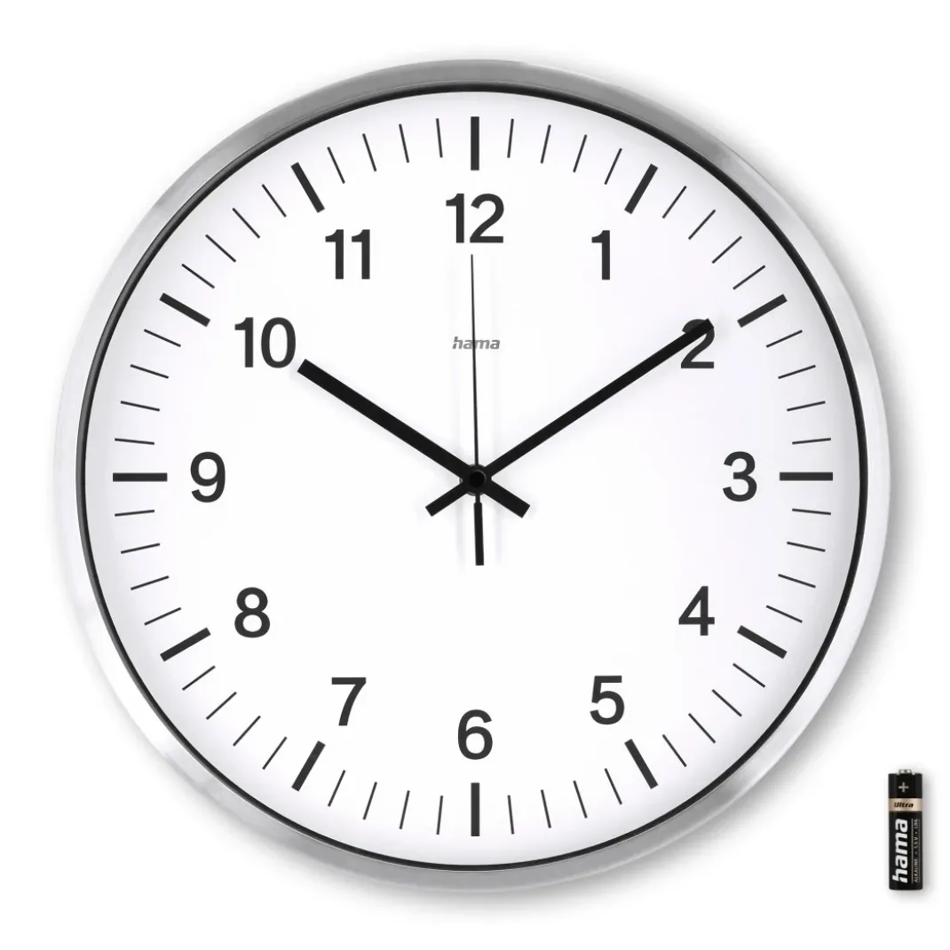 DCF-Funkwanduhr "Java", Ø 35 cm, Silber