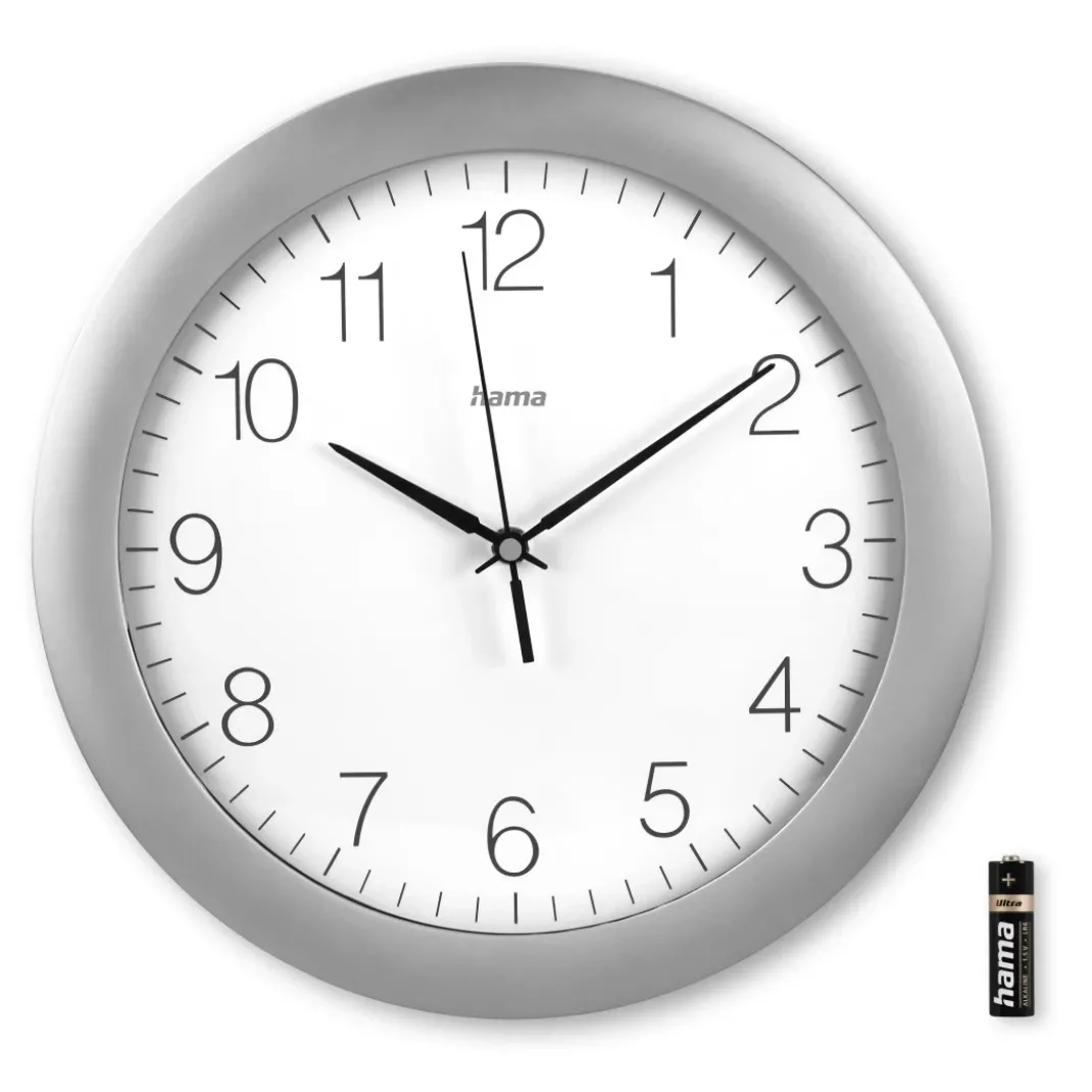 DCF-Funkwanduhr "Teneriffa", Ø 30 cm, Silber