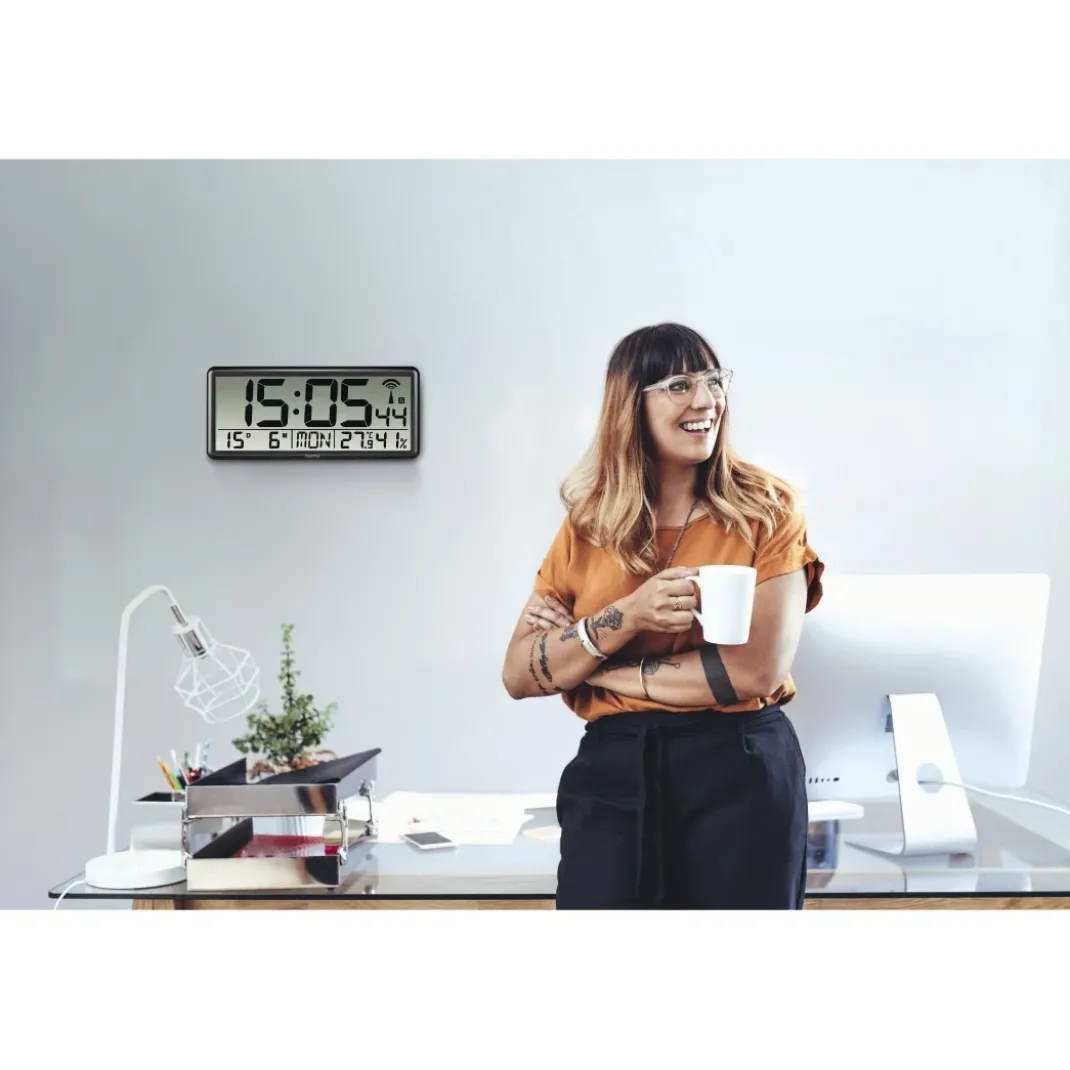 Digitale Funkwanduhr "Jumbo", Schwarz