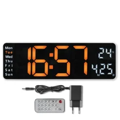 Digitale Wanduhr "Santa Cruz", Thermometer, großes Display, Fernbedien., WS