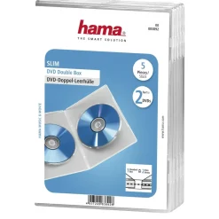 DVD-Doppel-Leerhülle Slim, 5er-Pack, Transparent