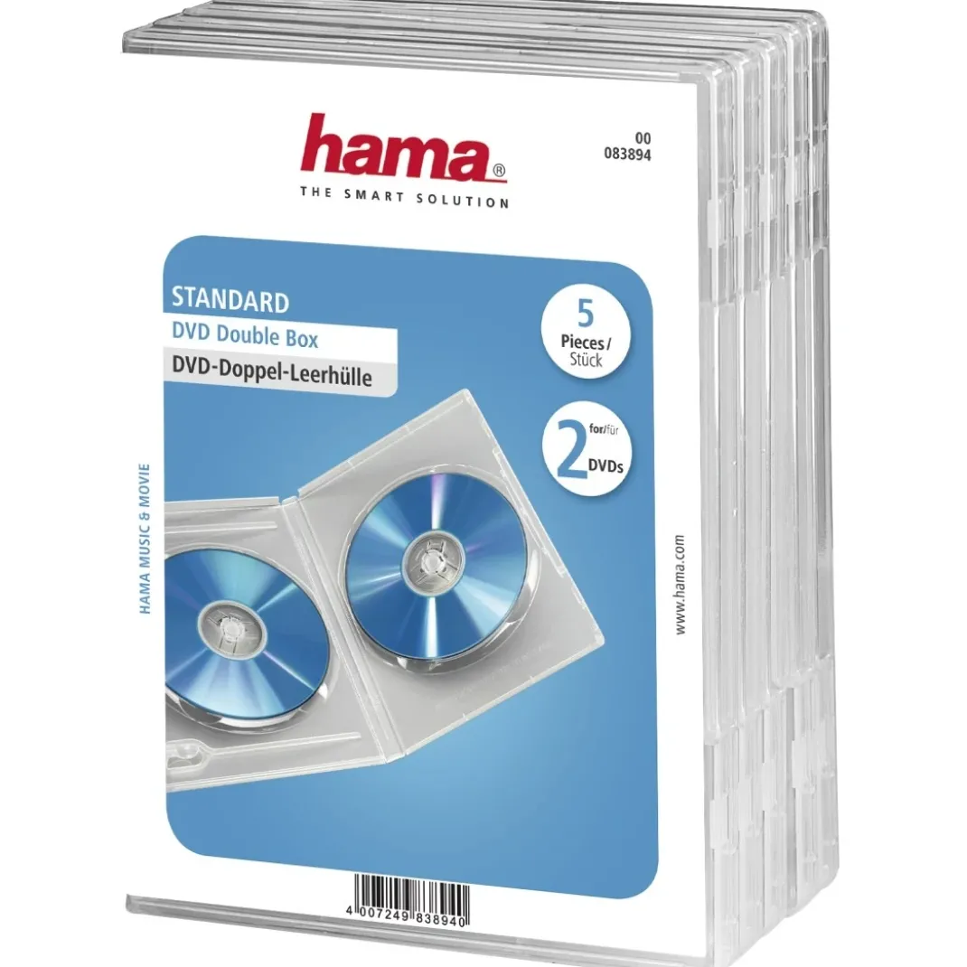 DVD-Doppel-Leerhülle Standard, 5er-Pack, Transparent