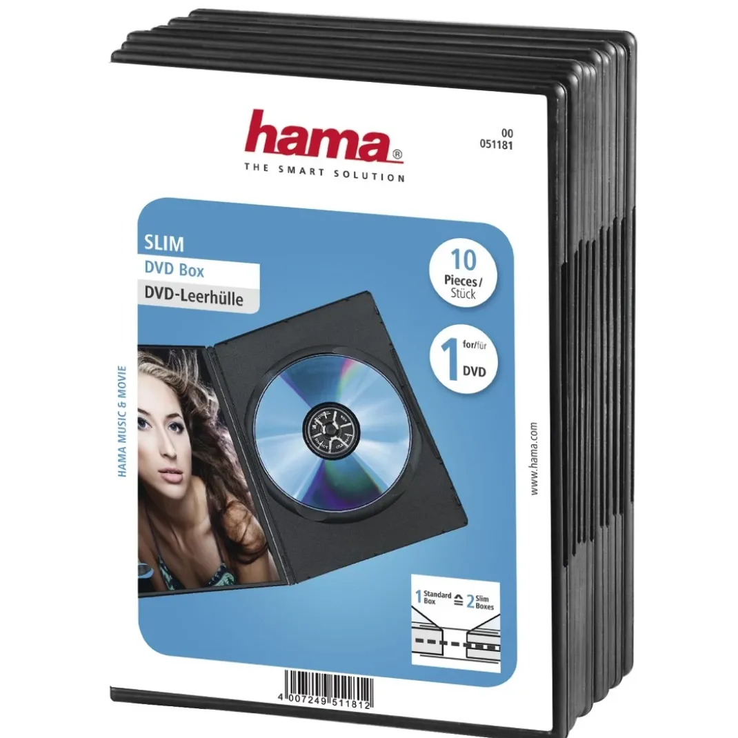 DVD-Leerhülle Slim, 10er-Pack, Schwarz