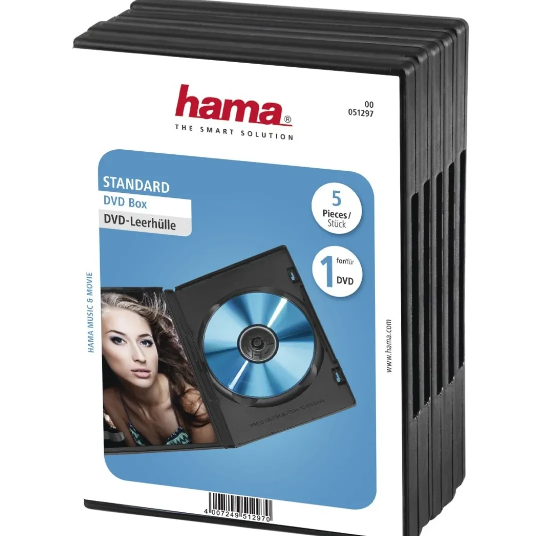 DVD-Leerhülle Standard, 5er-Pack, Schwarz