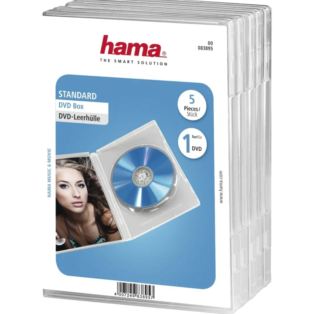 DVD-Leerhülle Standard, 5er-Pack, Transparent