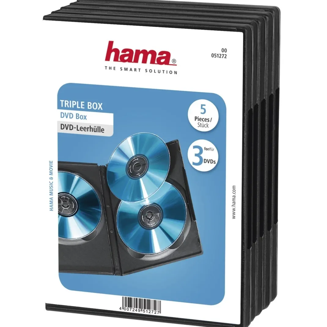 DVD-Leerhülle Triple Box, 5er-Pack, Schwarz