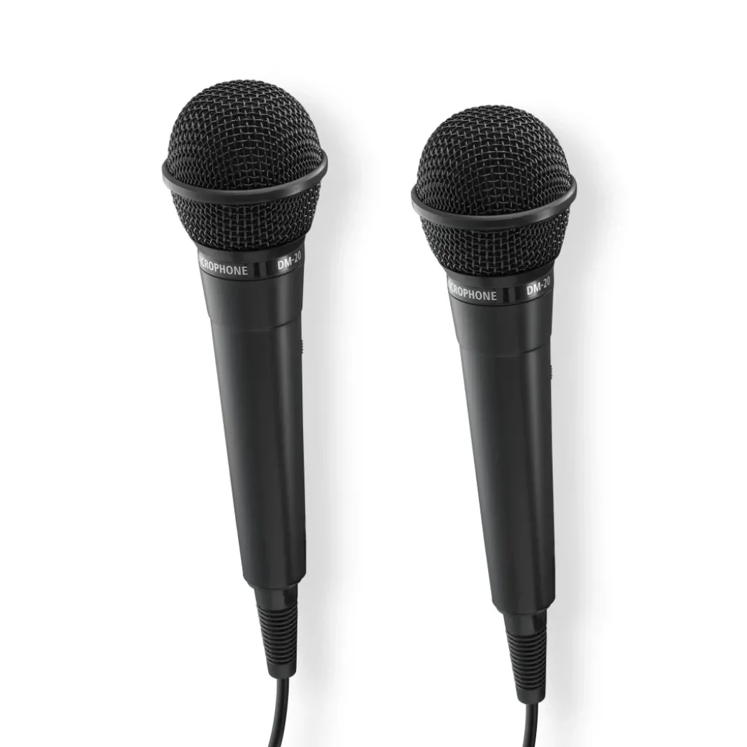 Dynamisches Mikrofon "Karaoke", Klinkenkabel 2,5m + Adap., Ein/Aus, 2er-Set