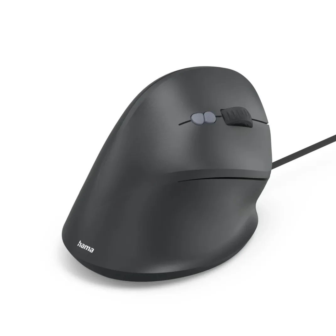 Ergonomische Vertikalmaus "ECM-500R", mit Kabel, optisch, 7 Tasten, Schwarz