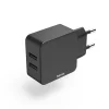 2-fach-Ladegerät, USB-A-Netzteil, 2,4 A, Universaladapter, 12 W, Schwarz