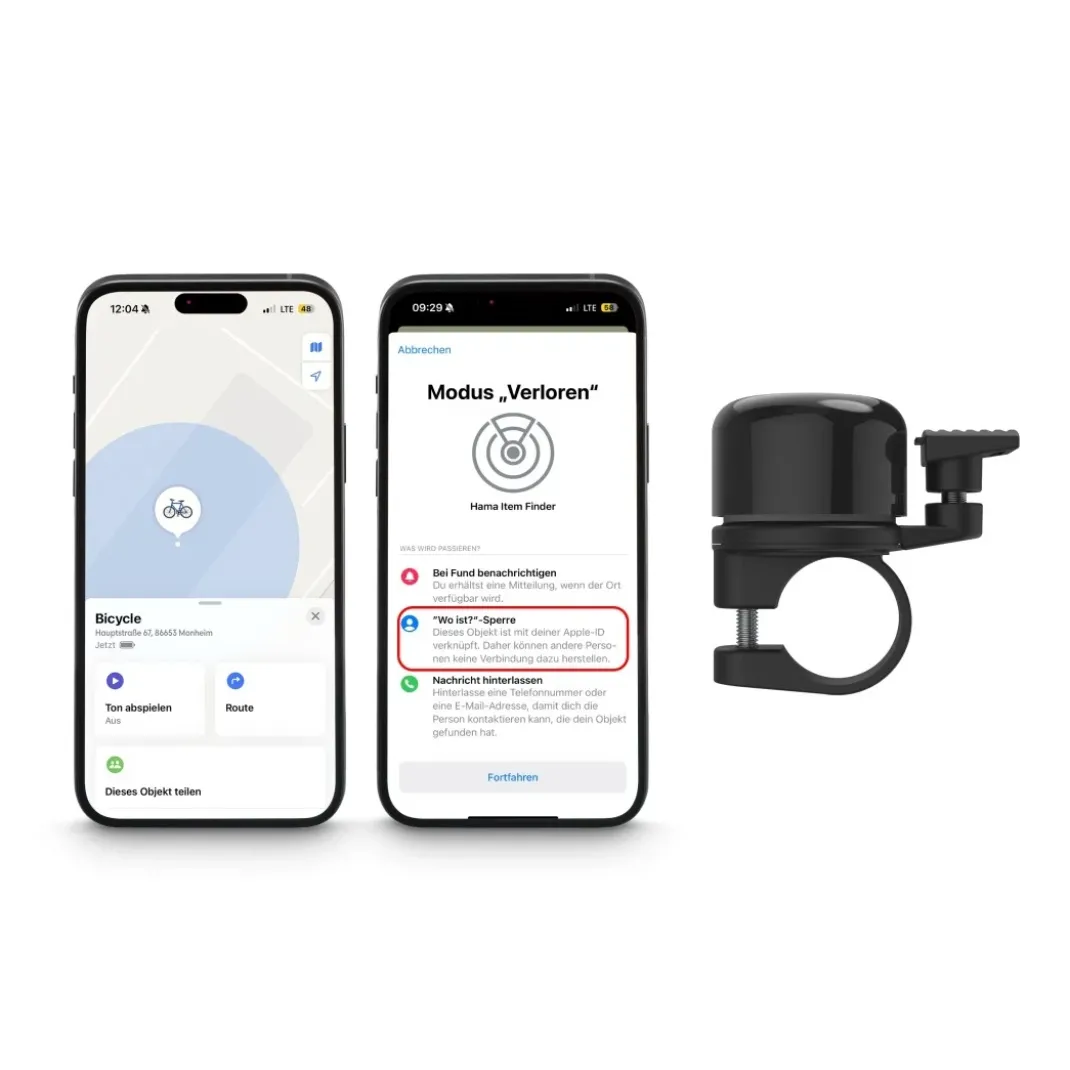 Fahrradklingel "AirBell Pro", mit Finder für Apple "Wo ist?", Ø 2,2 cm