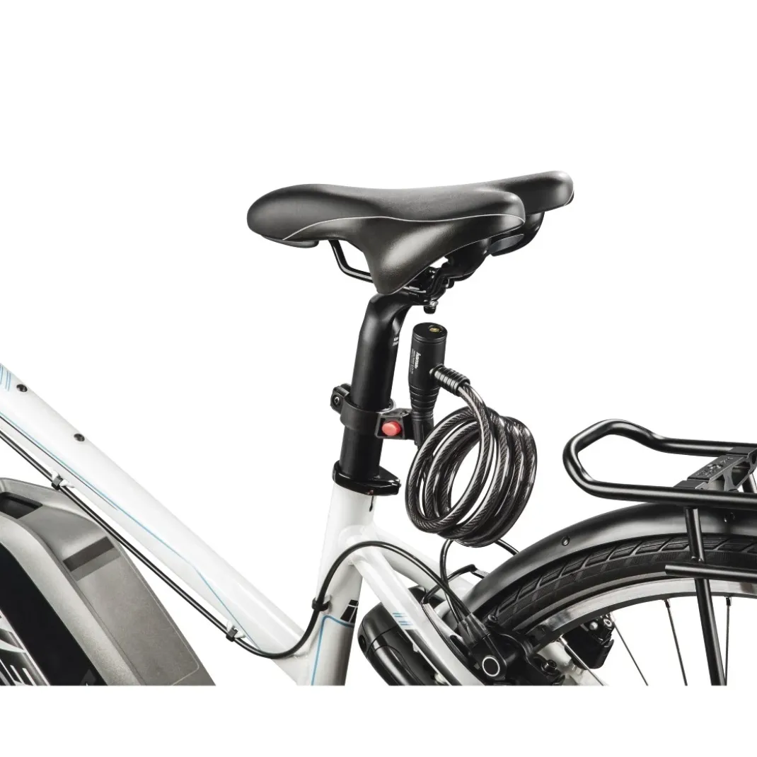 Fahrrad-Spiralkabelschloss, 120 cm, Schwarz