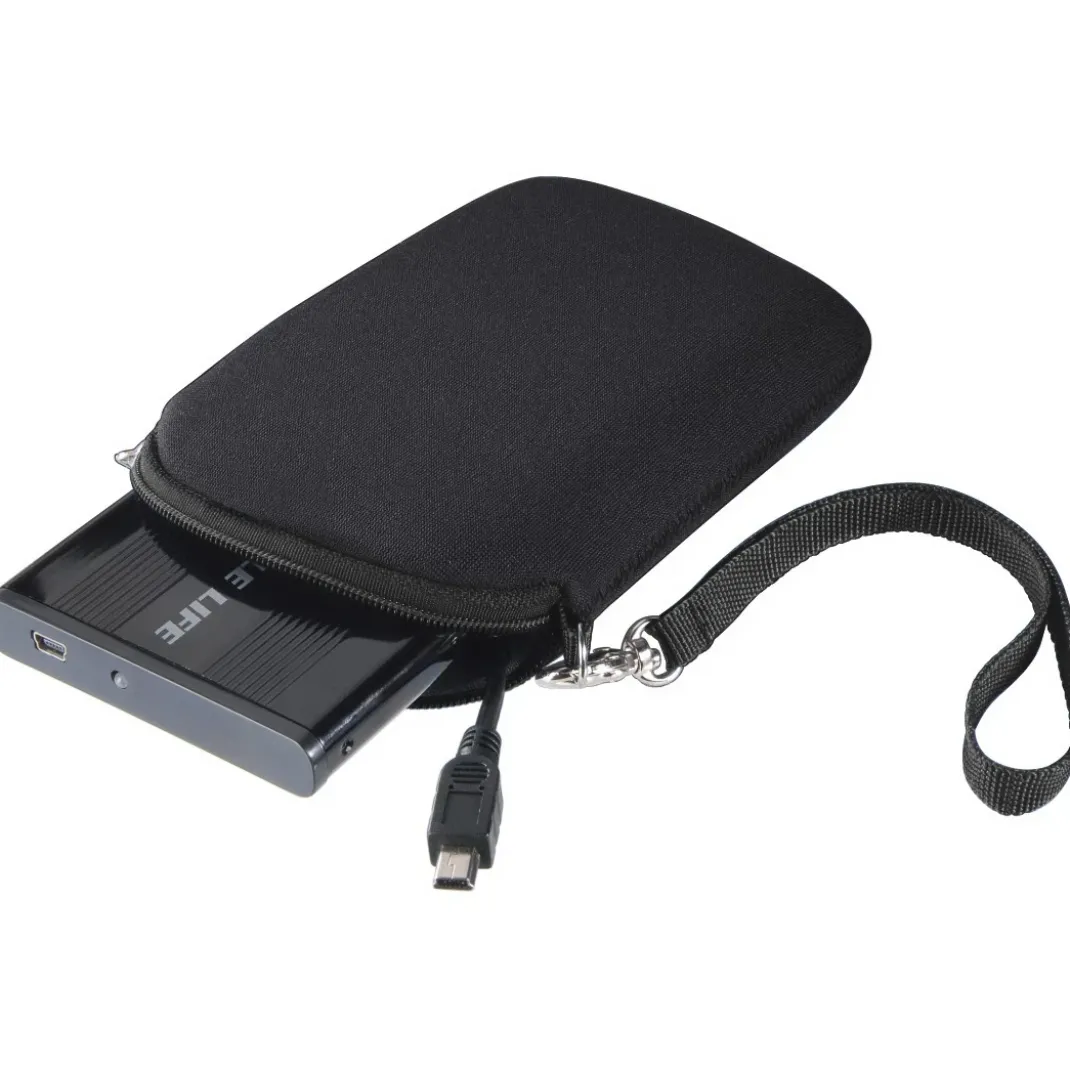 Festplattentasche, 2,5", Neopren, Schwarz