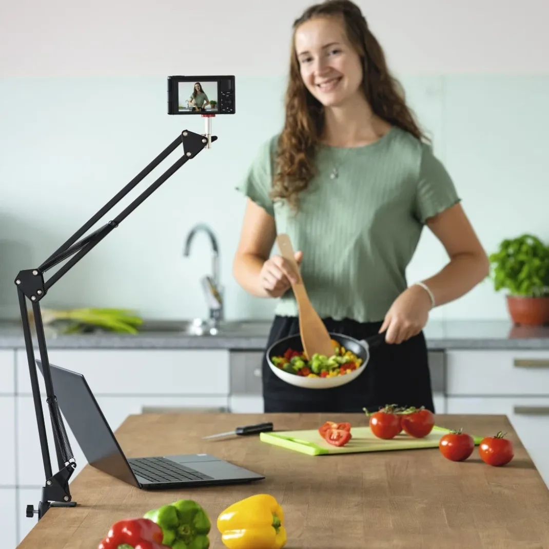 Flexibler Gelenkarm "700 II", ¼", max. 70cm, Smartphone-Halter, Tischklemme