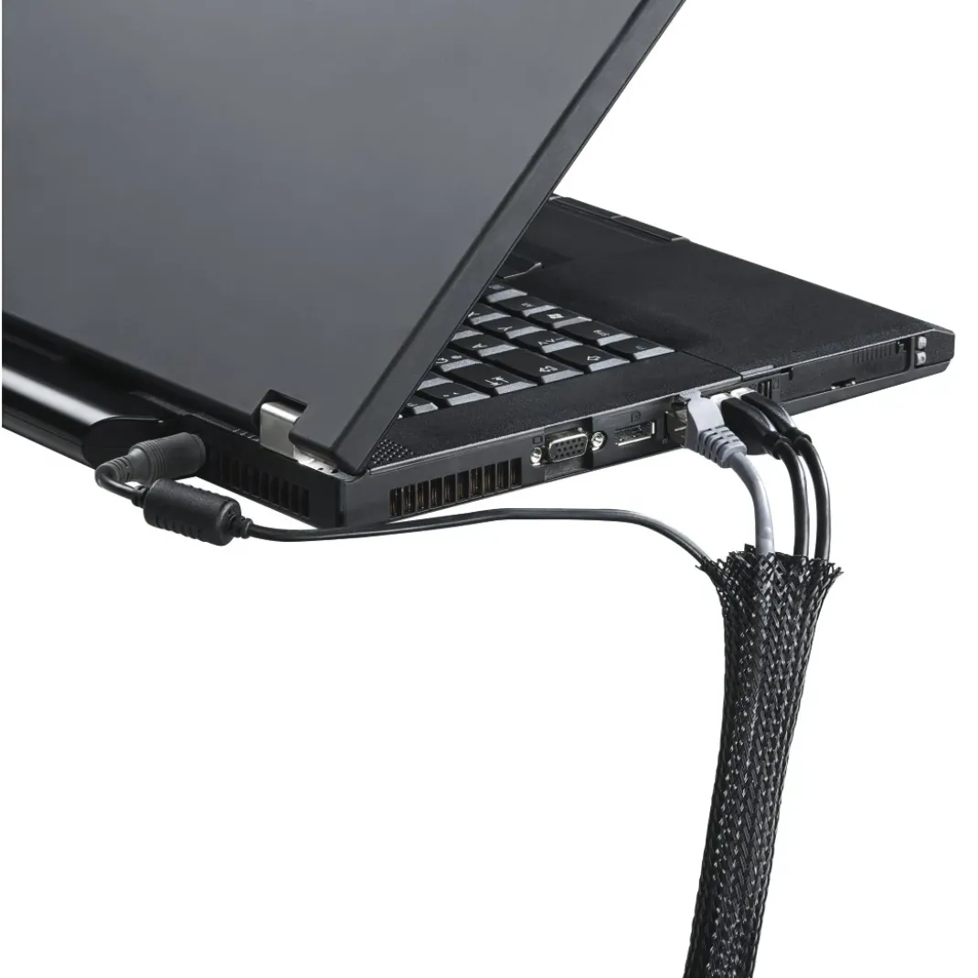 Flexibler Gewebe-Kabelschlauch, universal, 20 - 40 mm, 1,8 m, Schwarz