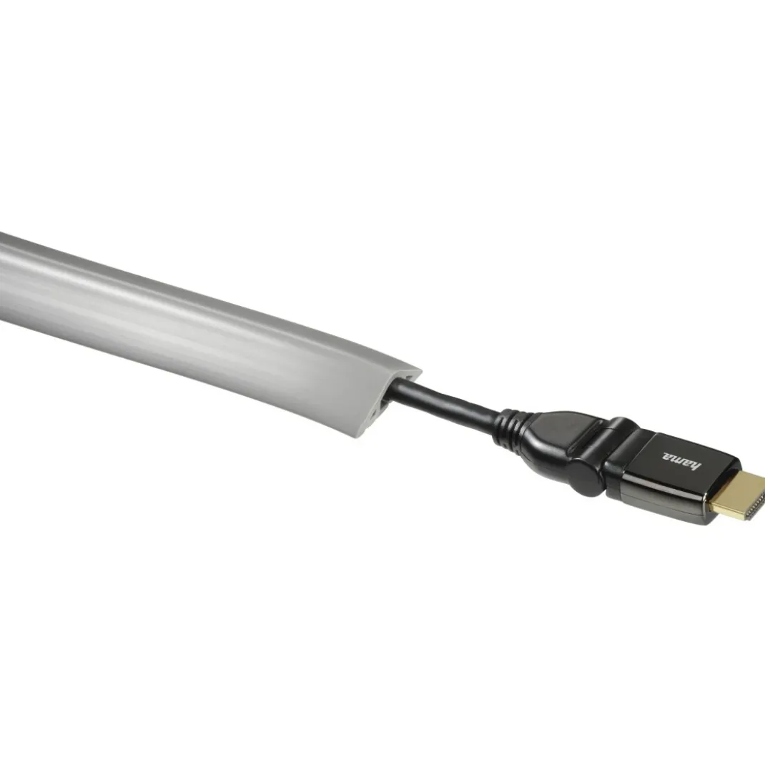 Flexibler Kabelkanal, selbstklebend, halbrund, 180 x 3 x 1 cm, PVC, Grau