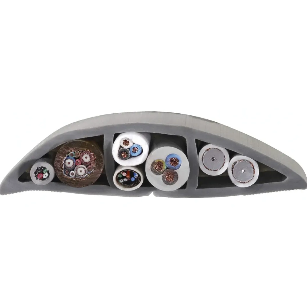 Flexibler Kabelkanal, selbstklebend, halbrund, 180 x 6 x 1 cm, PVC, Grau