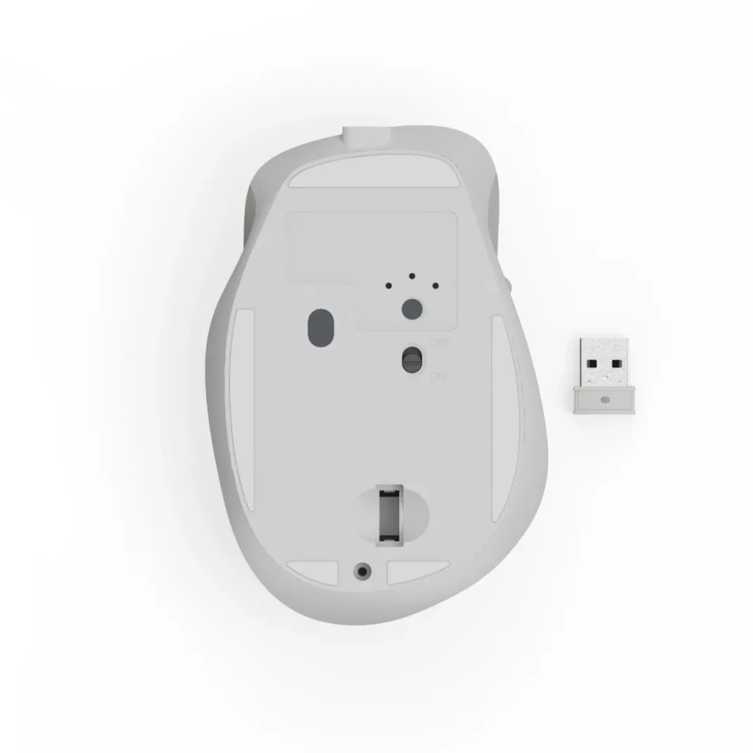 Funkmaus "WM-500", ergonomisch, 6 Tasten, ohne Klickgeräusch, Akku, Weiß