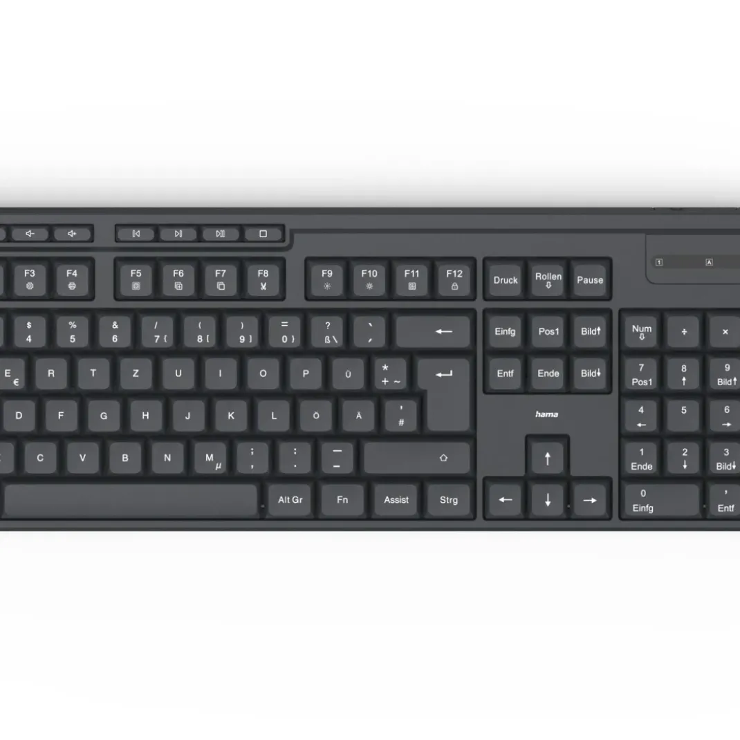 Funktastatur mit Maus "WKM-200", kabellos, 8 Media-Tasten, Schw., QWERTZ DE