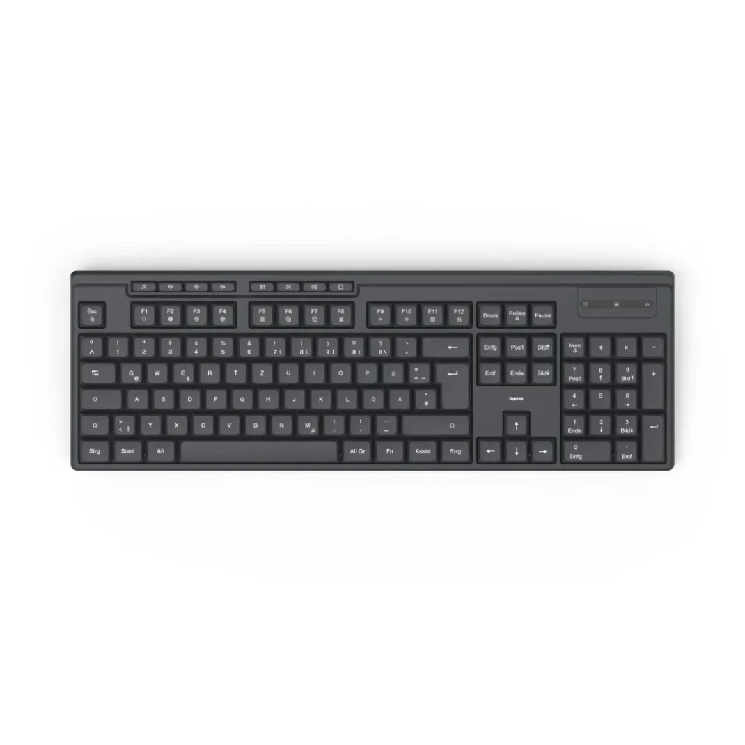 Funktastatur "WK-200", kabellos, Batterie, 8 Media-Tasten, Schw., QWERTZ DE