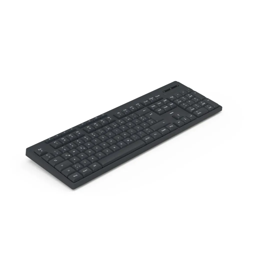 Funktastatur "WK-200", kabellos, Batterie, 8 Media-Tasten, Schw., QWERTZ DE