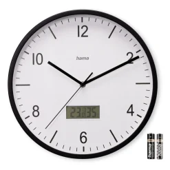 Funkwanduhr "Lanzarote", m. Thermometer/Hygrometer, Ø 35cm, ohne Ticken, SW